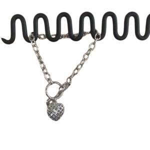 Heart Key Chain Bracelet 8.5” Silver Tone Charm Jewelry NWT